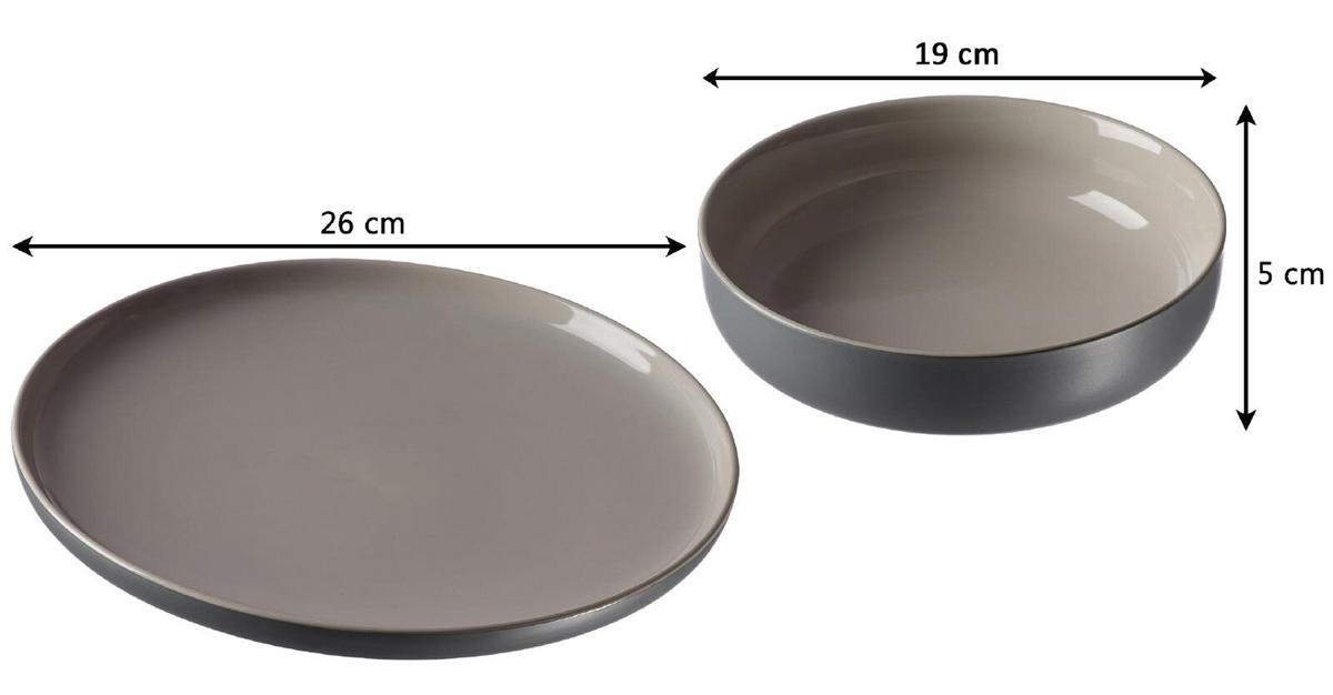 TAFELSERVICE Jasper grau 8-tlg. - Grau, Keramik (2/2/2cm) - Ritzenhoff Breker