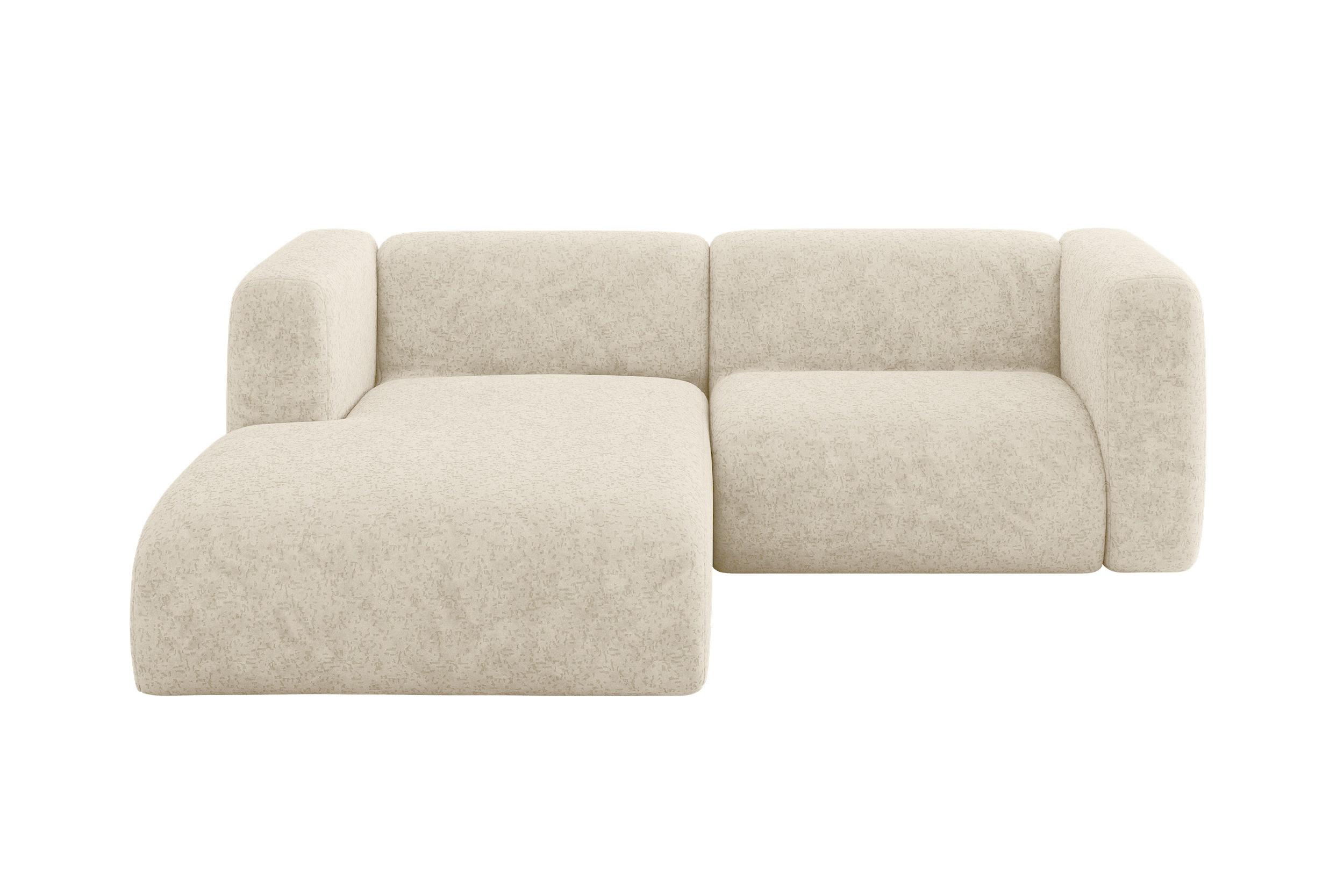 ECKSOFA Ottomane Links MIRA-L1 227x179x89 Creme Velours - Creme/Schwarz, Holzwerkstoff/Kunststoff (227/179cm) - ALTDECOR