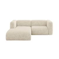 ECKSOFA Ottomane Links MIRA-L1 227x179x89 Creme Velours - Creme/Schwarz, Holzwerkstoff/Kunststoff (227/179cm) - ALTDECOR