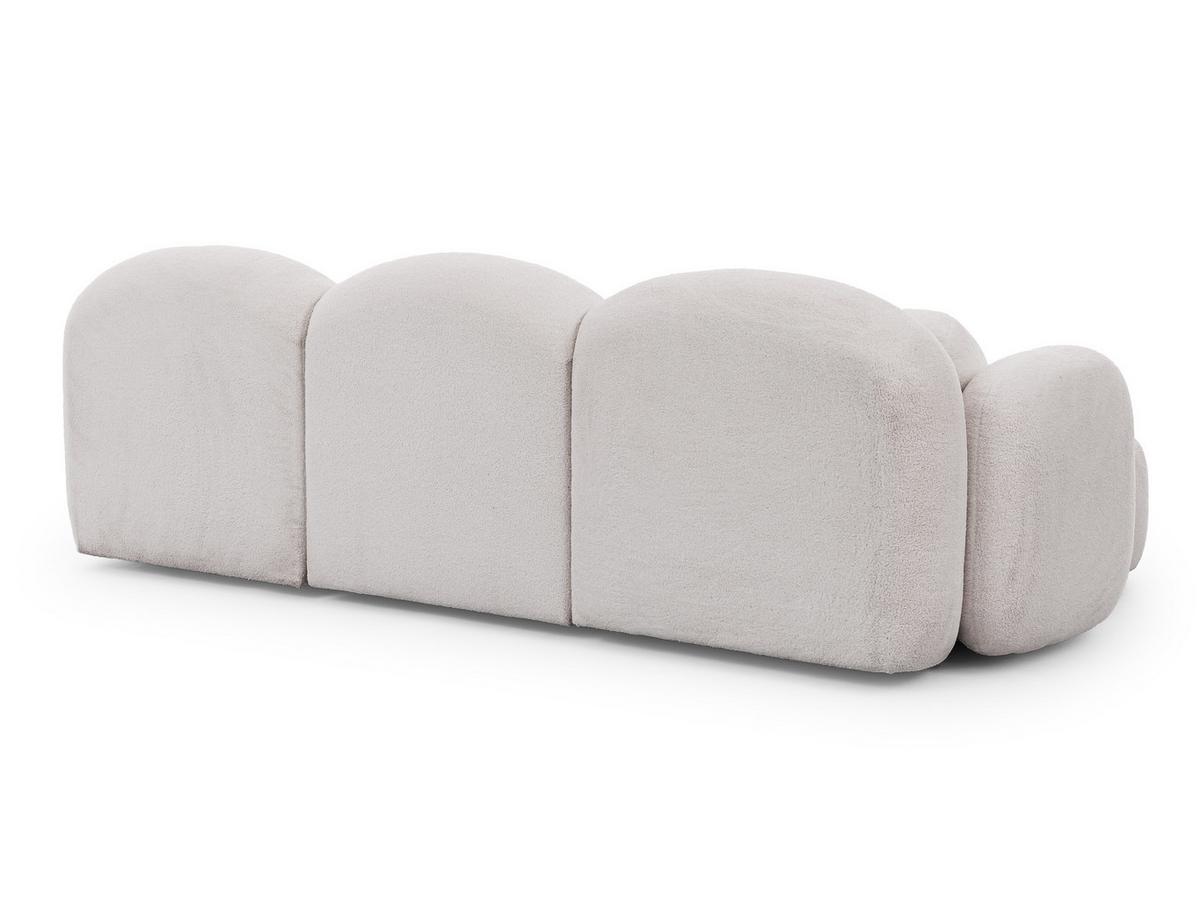ECKSOFA Nuvola mit abgerundetem Design Weiß Bouclé-Stoff - Ottomane Links - Schwarz/Weiß, Holz/Kunststoff (268/146cm) - S-Style