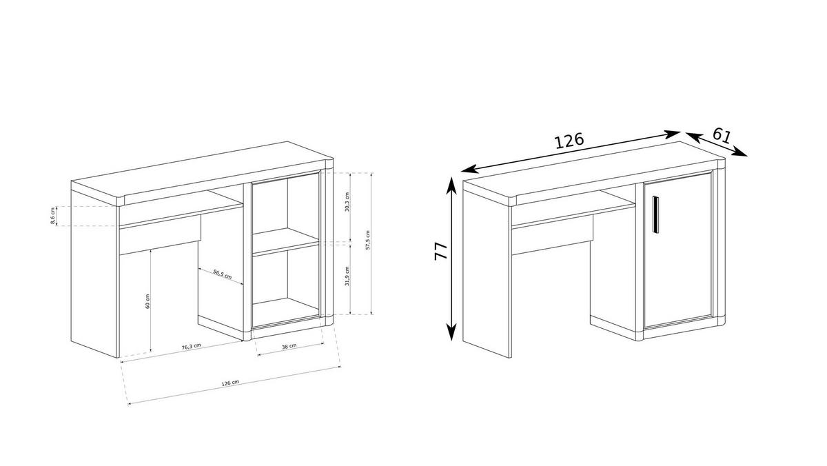 SCHREIBTISCH MALAGA 126x61x77 cm Bürotisch Computertisch, Braun - Braun, Holzwerkstoff (61/126/77cm) - MASSENO