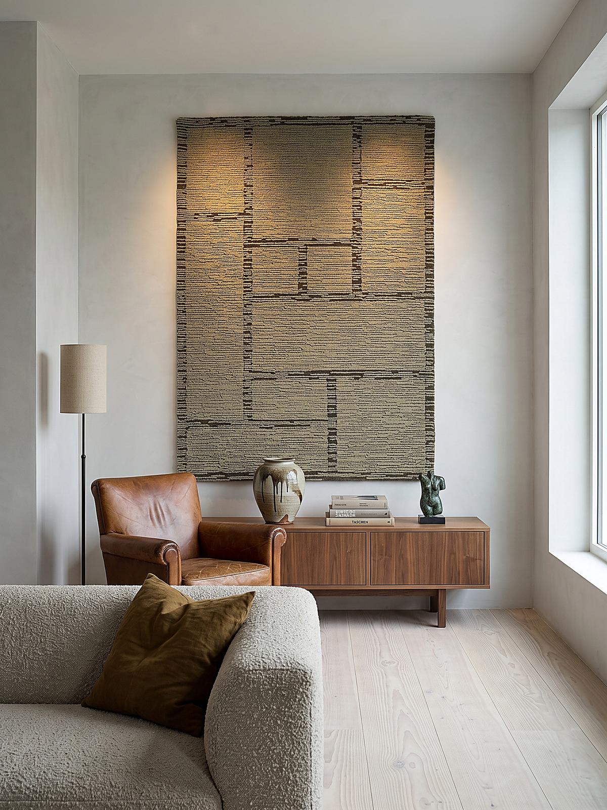 WOLLTEPPICH handgetuftet GANNEL, Blockdesign, Salbeigrün, 140 x 200 cm - Grün, Textil (140/200cm) - KADIMA DESIGN
