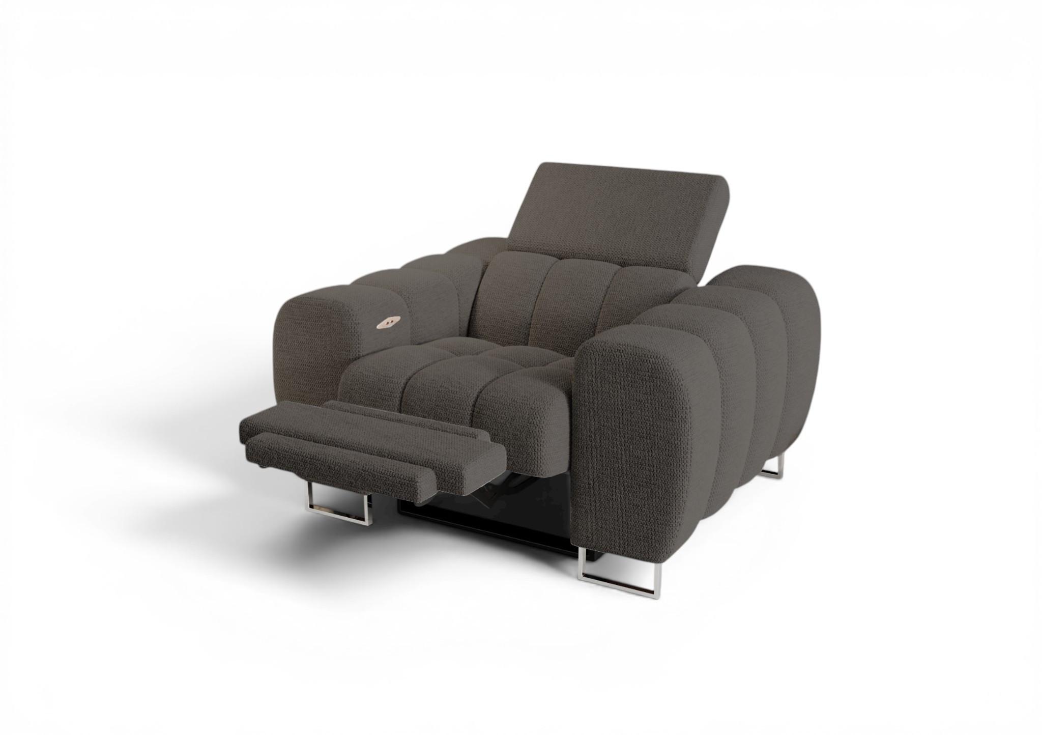 SESSEL Bastien Relax In Stoff Aragon - Dunkelgrau, Holzwerkstoff/Textil (125/95/97cm) - Fun Möbel