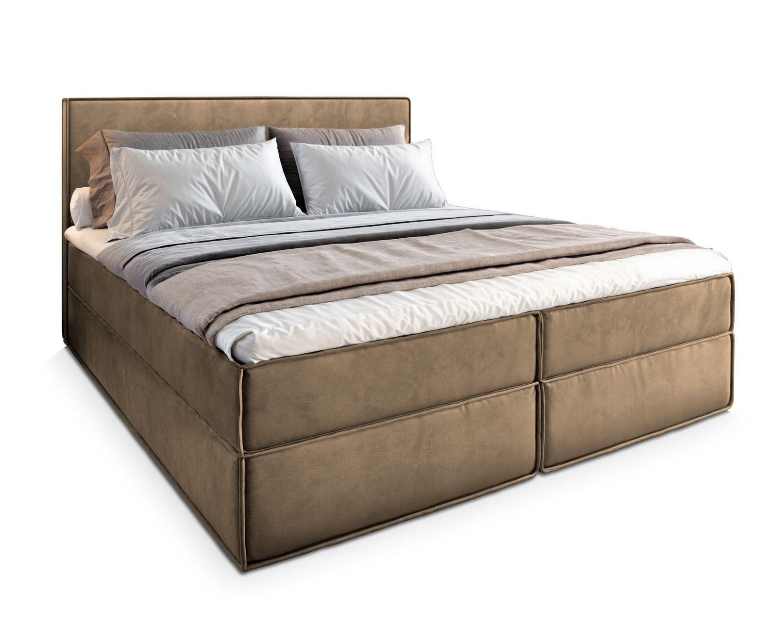 BOXBETT PELLIO 180x200 cm mit Matratze und Topper - Beige - Beige, Holz (180/200cm) - MASSENO