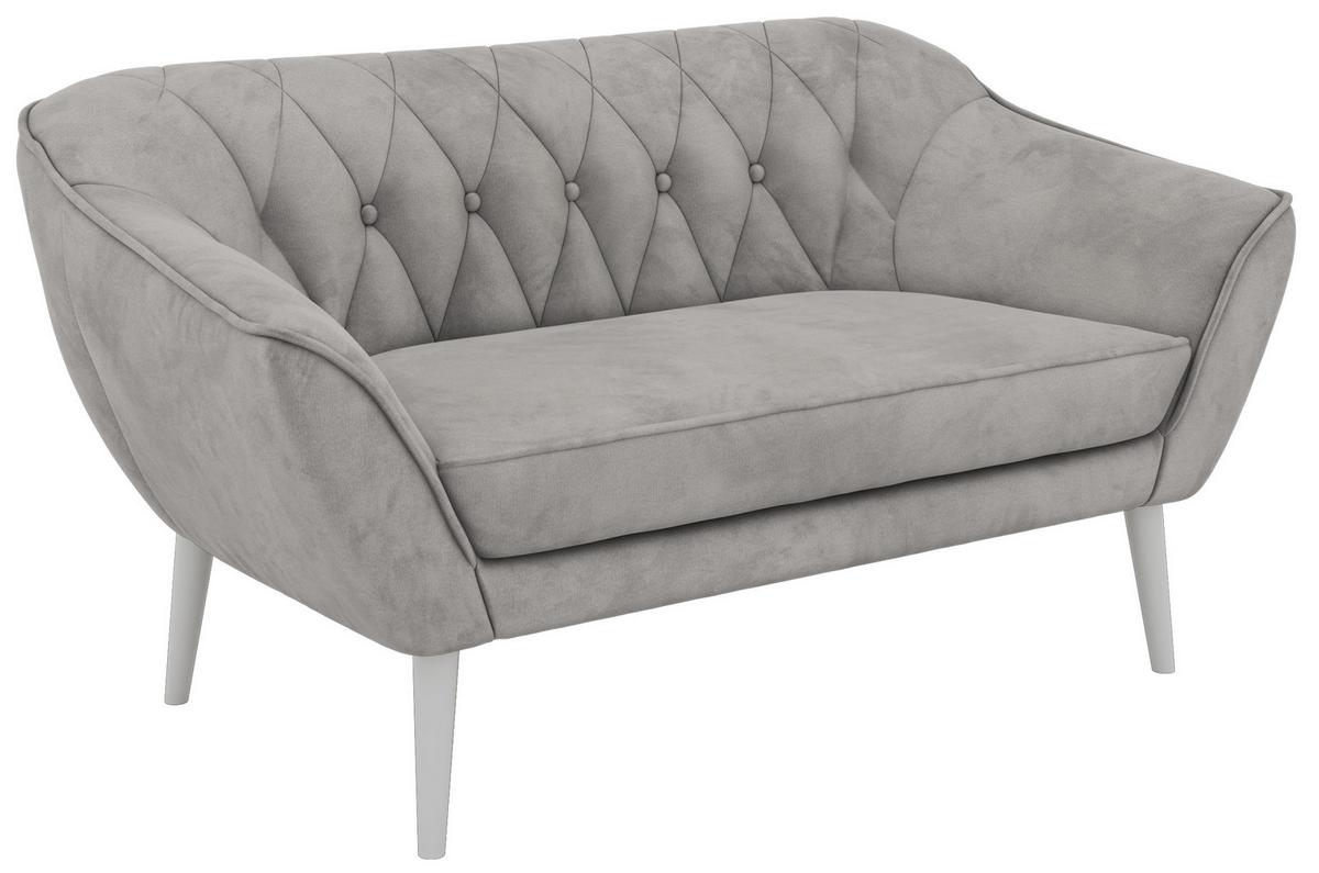 2-SITZER-SOFA PIRS - Hellgrau Velvet - Weiße Beine - Hellgrau/Weiß, Holzwerkstoff/Textil (140/75/74cm) - MKS