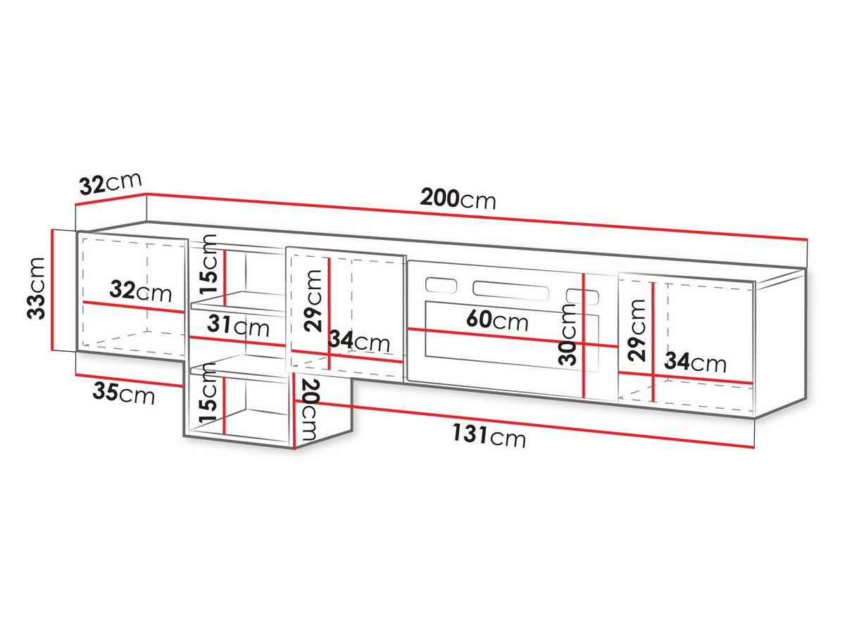 TV-LOWBOARD Teo mit Kamin - Nussbaumfarben/Schwarz, Holzwerkstoff (200/53/32cm) - MIRJAN24