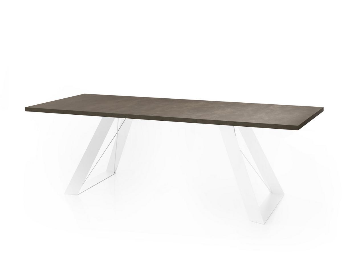 ESSTISCH Colter Weiß rechteckig ausziehbar, Dunkelgrauer Chicago Beton 140-240/80/76 cm - Dunkelgrau/Weiß, Holzwerkstoff/Metall (80/240/76cm) - WFL GROUP
