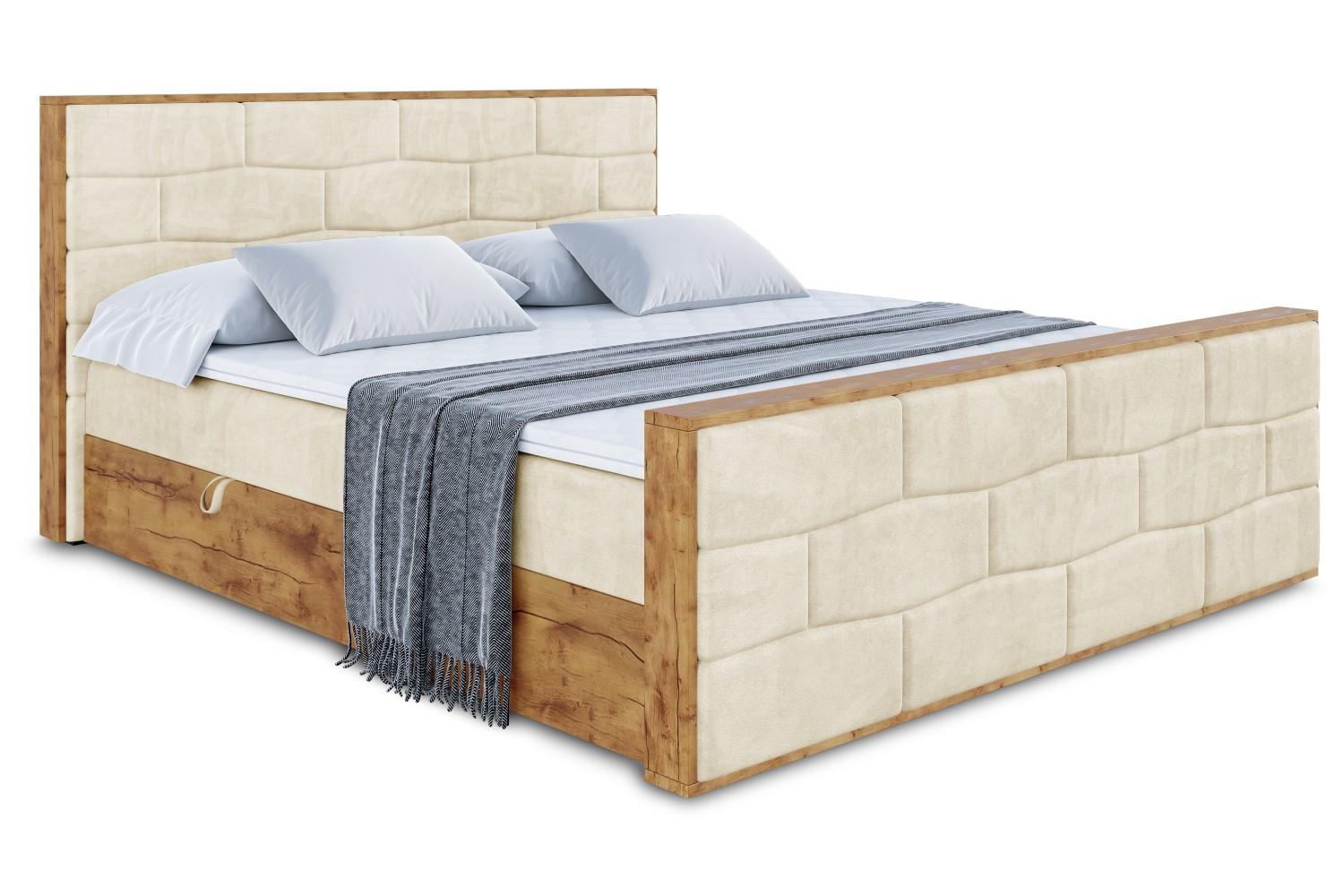 BOXBETT mit Matratze H4 und Lattenrost - LOLLI8-Z - 180x200 - Beige Monolith - Beige, Holzwerkstoff (180/200cm) - ALTDECOR