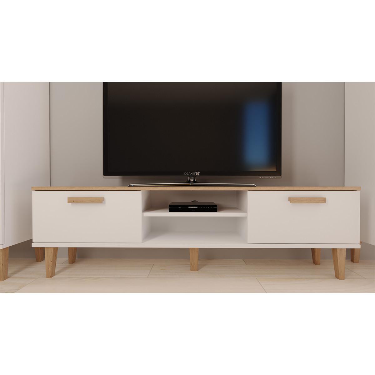 TV-MÖBEL Denver Weiß - Weiß, Holzwerkstoff (35/47/160cm) - Petits-meubles