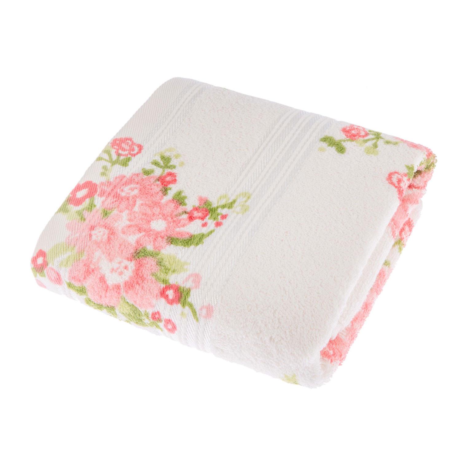 HANDTUCH Blumen creme - Creme, Textil (50/90cm) - Homescapes