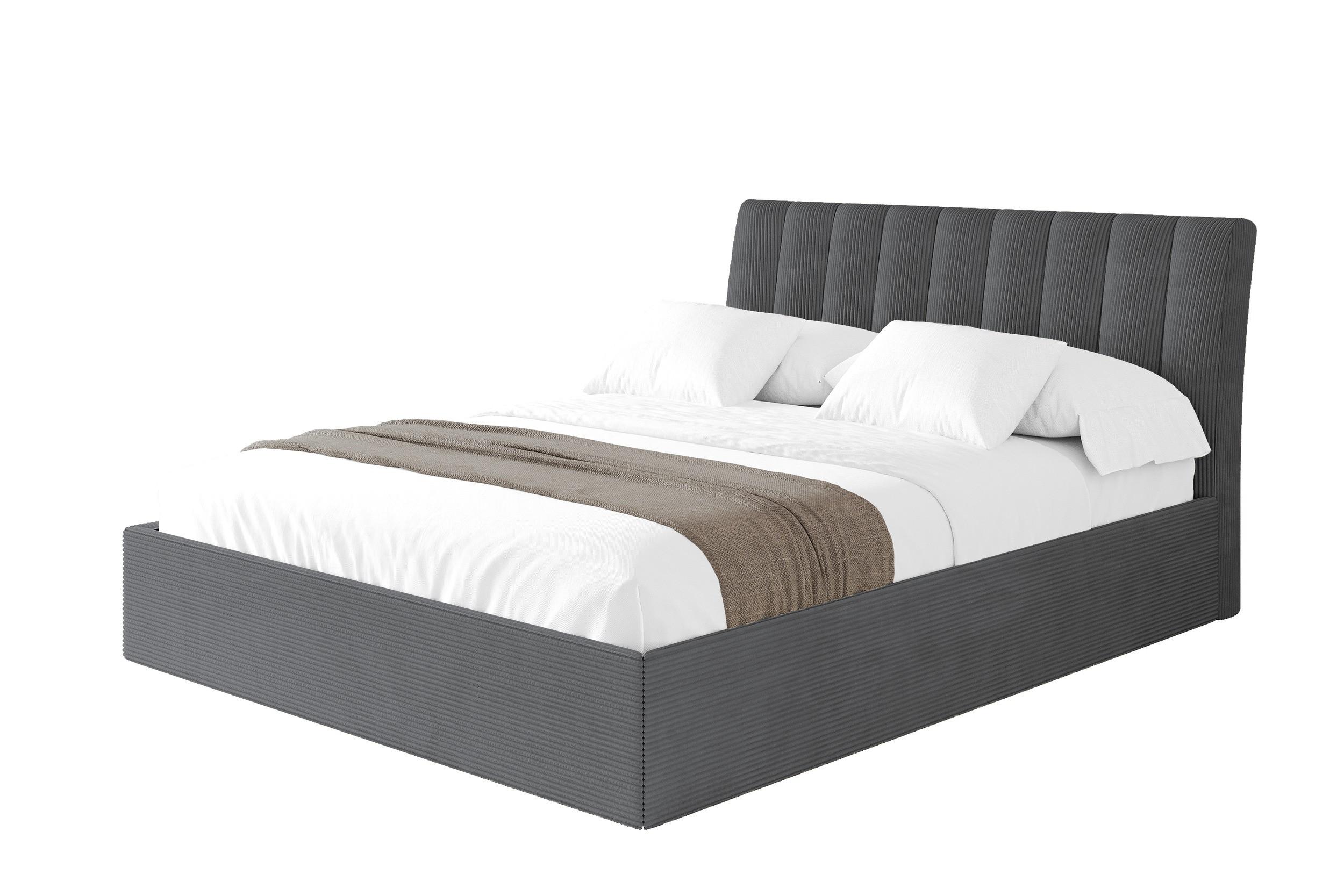 POLSTERBETT mit Bettkasten und Lattenrost, Boxbett ohne Matratze - ILAN 160x200 Dunkelgrau - Anthrazit, Holzwerkstoff/Textil (160/200cm) - ALTDECOR