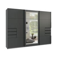 SCHWEBETÜRENSCHRANK 3-türig B270/H208/64 cm in Grafit, mit Spiegel & Schubladen, Kleiderschrank inkl. Vollausstattung / 22501 - Blau/Graphitfarben, Holzwerkstoff/Metall (270/208/64cm) - luma-home