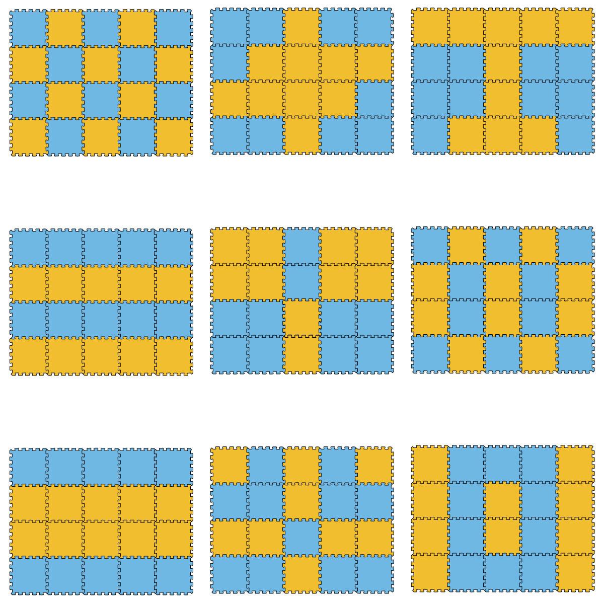 SPIELMATTE ab Null - 180/90/1 cm Puzzlematte Blau - Gelb/Hellblau, Kunststoff (30/30cm) - Littletom