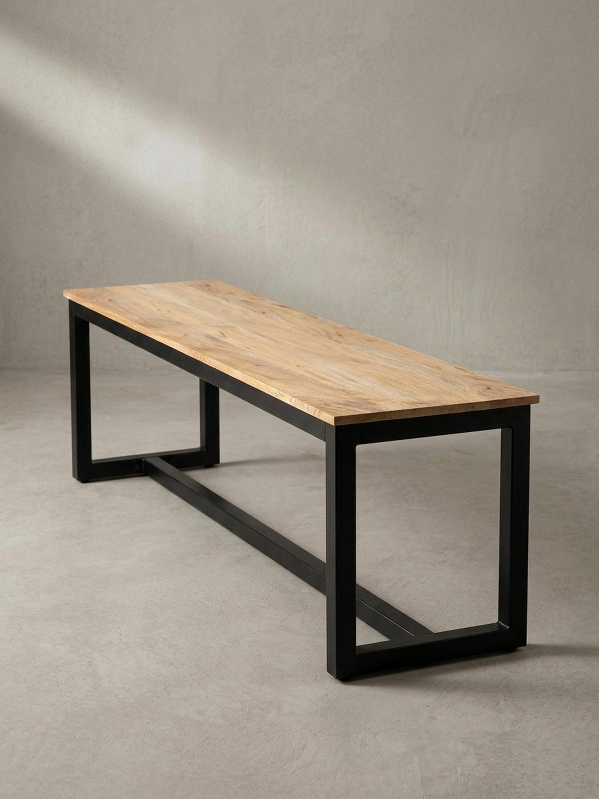ESSZIMMERBANK Massivholz Metall Loft-Stil ohne Lehne, Akazie 160x40x45 cm - Schwarz/Braun, Holz/Metall (160/45/40cm) - KADIMA DESIGN