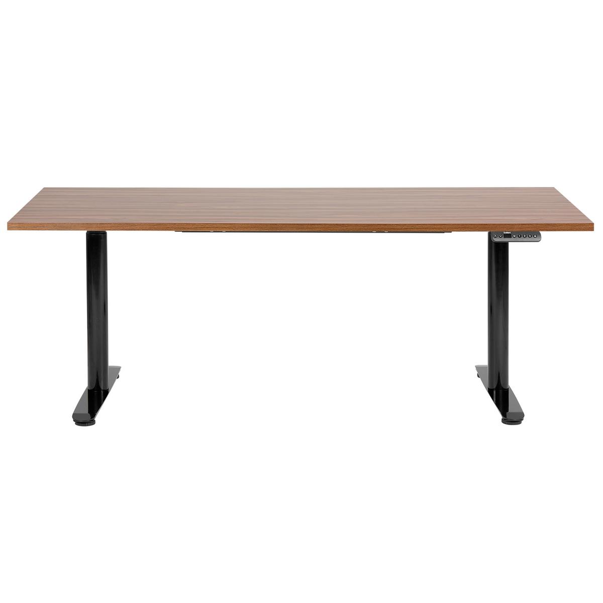 SCHREIBTISCH braunschwarz 180/72 cm elektrisch höhenverstellbar Destin IV - Dunkelbraun/Schwarz, Holz (72/180/67cm) - Beliani