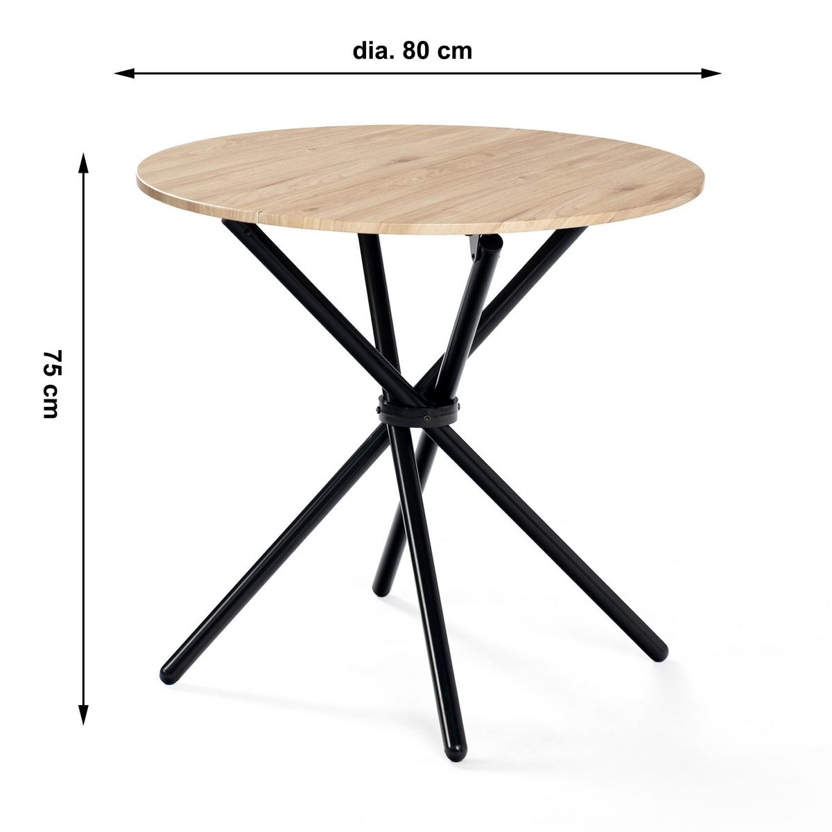 ESSZIMMER SET – 1 Tisch + 2 Stühle – Holzoptik & Beige Stoff - Beige, Holzwerkstoff/Metall (80/75/80cm) - Urban Meuble