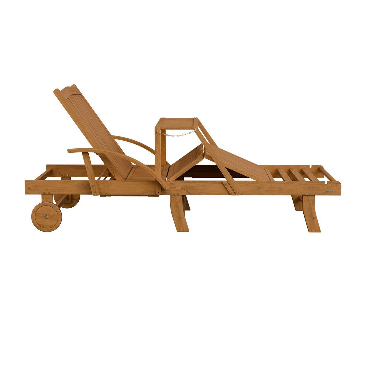 SONNENLIEGE SunScape Akazie mit Rädern & Tisch - Naturfarben, Holz (72.5/30/196cm) - Juskys