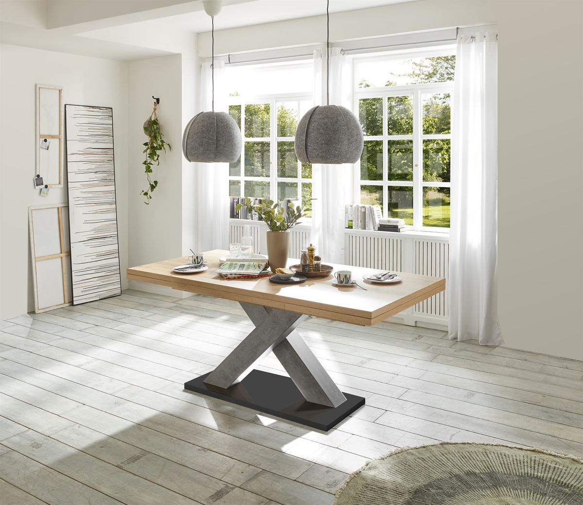 ESSTISCH ausziehbar Elene 160x90x76 Graphit/Asteiche - Eiche Artisan, Holzwerkstoff (160/90/76cm) - 58aufmkessel