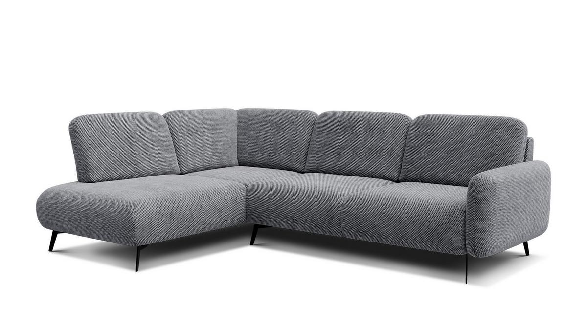 ECKSOFA FEBE 5-Sitzer links, grau - Schwarz/Grau, Holz/Textil (271/190cm) - Wozimo