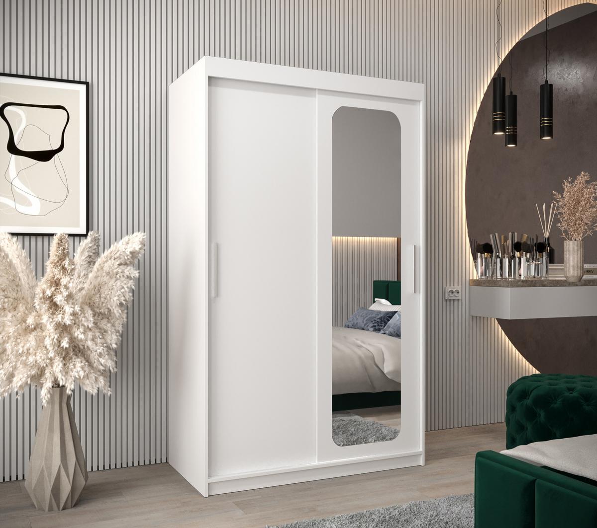 SCHWEBETÜRENSCHRANK 200/120/62 2-türig - Silberfarben/Weiß, Holz/Kunststoff (120/200/62cm) - MÖBEL KRYSPOL