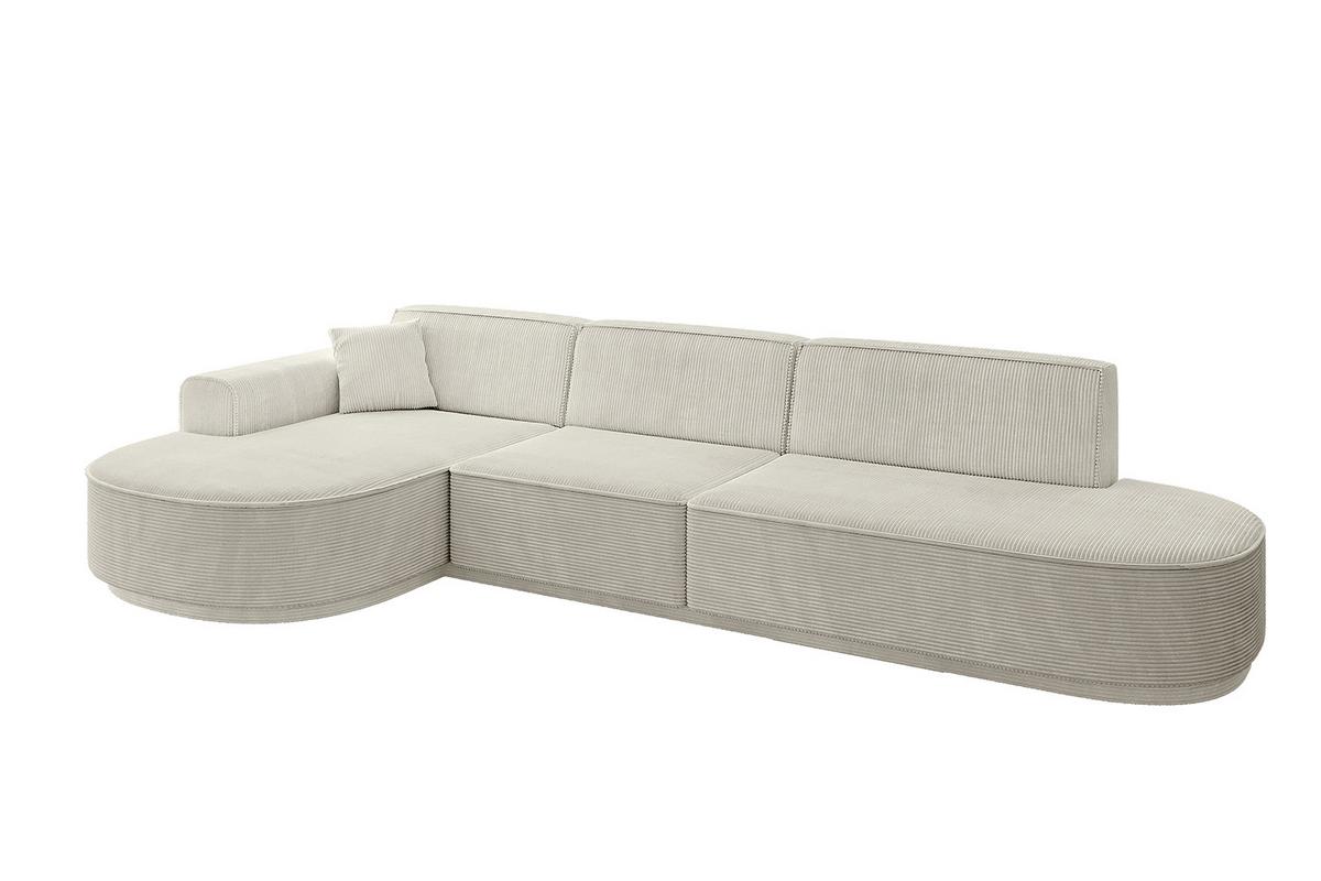 ECKSOFA Ottomane Links MARI-L2 - 328x171x79 cm Creme Cord - Hellgrau/Creme, Holzwerkstoff/Kunststoff (171/321cm) - ALTDECOR