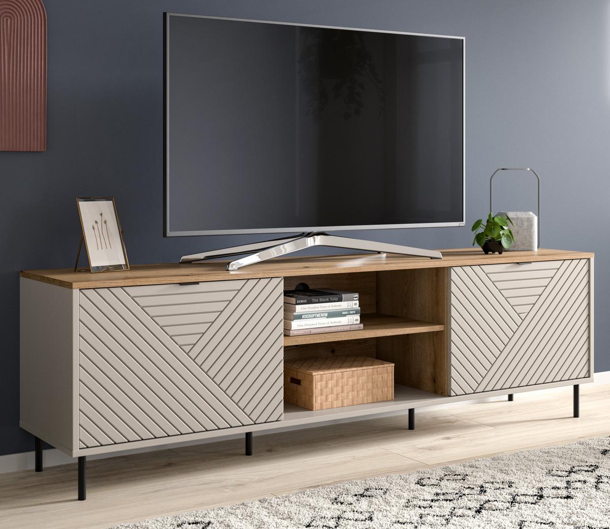 TV-LOWBOARD Kaschmir, Evoke Eiche 184 x 55 cm, TV Unterteil in modernem Design - Kaschmir/Eichefarben, Holzwerkstoff/Metall (184/55/40cm) - Inn.Furn