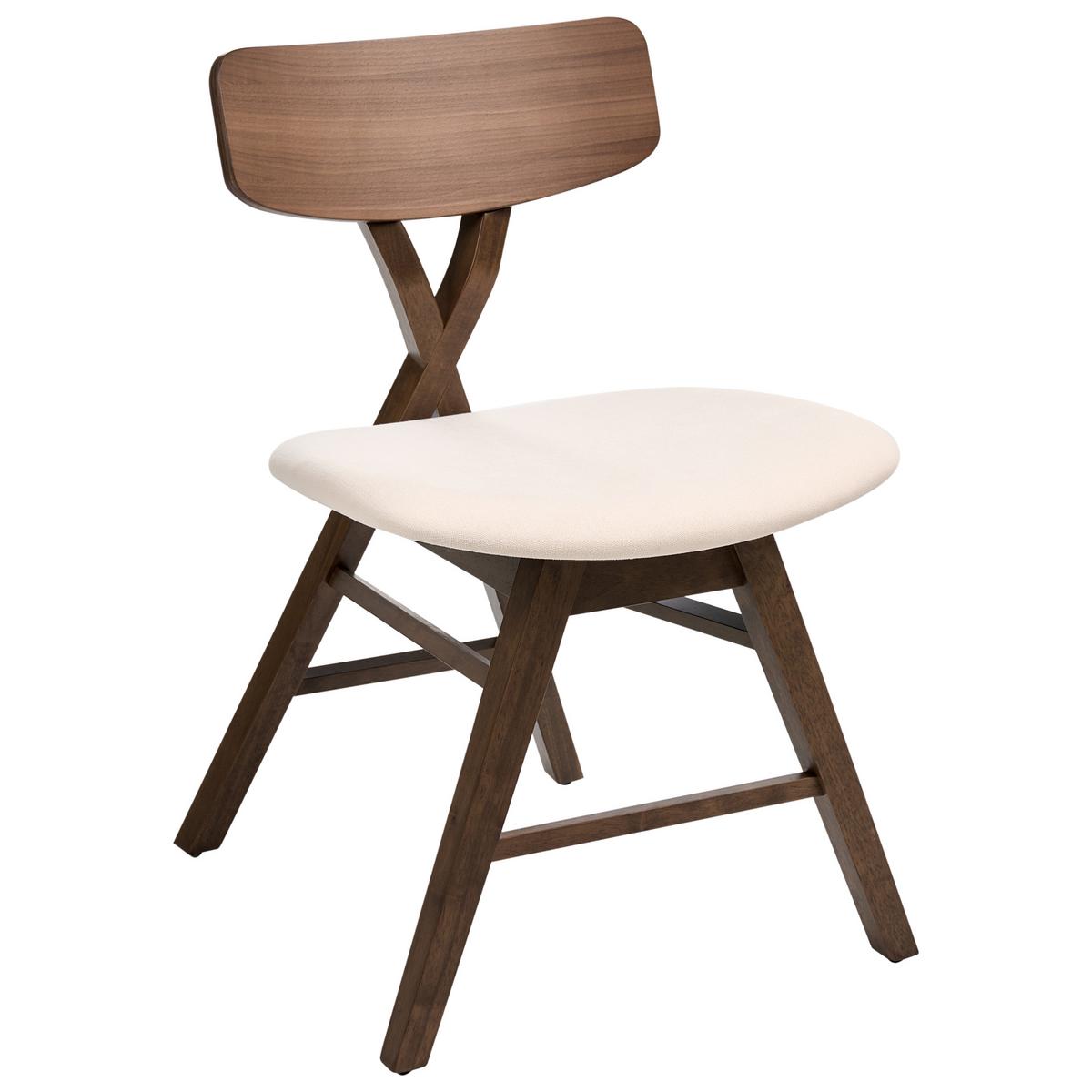 ESSZIMMERSTUHL 2er-Set Holz Braun/Cremeweiß Leland - Weiß, Holz (52/78/57cm) - Beliani