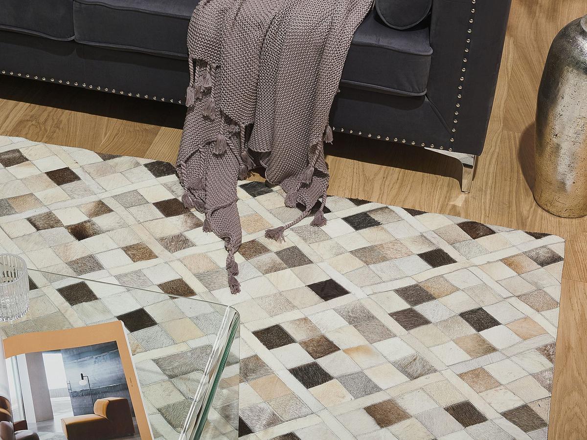 KURZFLOR-TEPPICH Hirka 200/140 cm - Grau, Fell (140/200cm) - Beliani