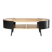 COUCHTISCH mit schwarzen Metallseiten 120/60/39 cm - Eschefarben, Holzwerkstoff (68/60/39cm) - Calicosy