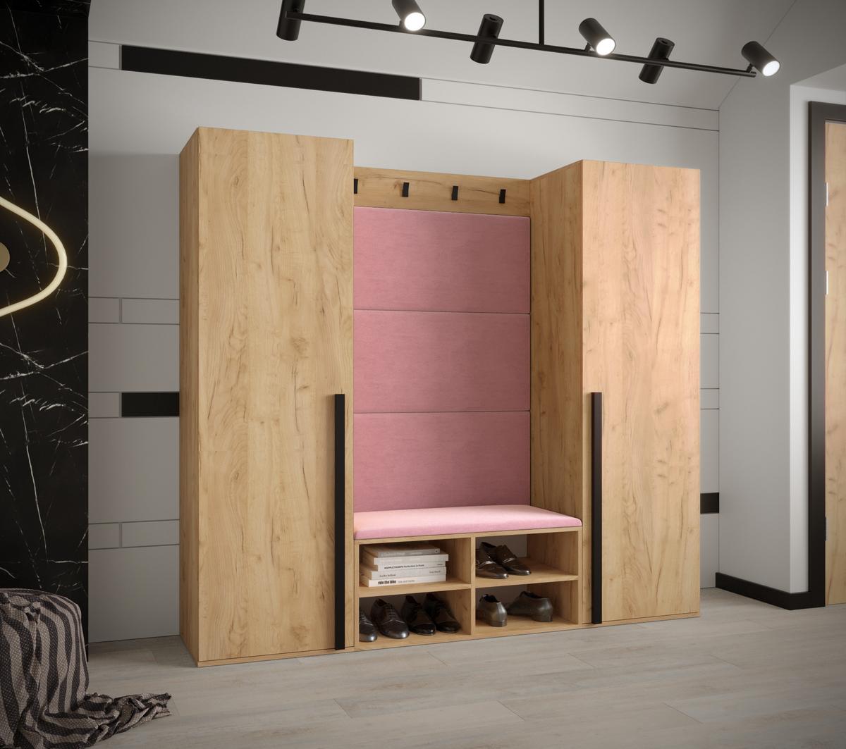 GARDEROBEN-SET 184/184/42 - Pink/Eichefarben, Holz/Kunststoff (184/184/42cm) - MÖBEL KRYSPOL
