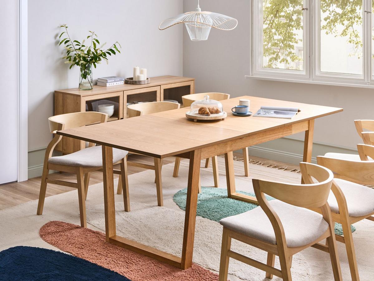 ESSTISCH ausziehbar Helle Esche 160-200/95 cm Camden - Hellbraun, Holzwerkstoff (160/95/76cm) - Beliani