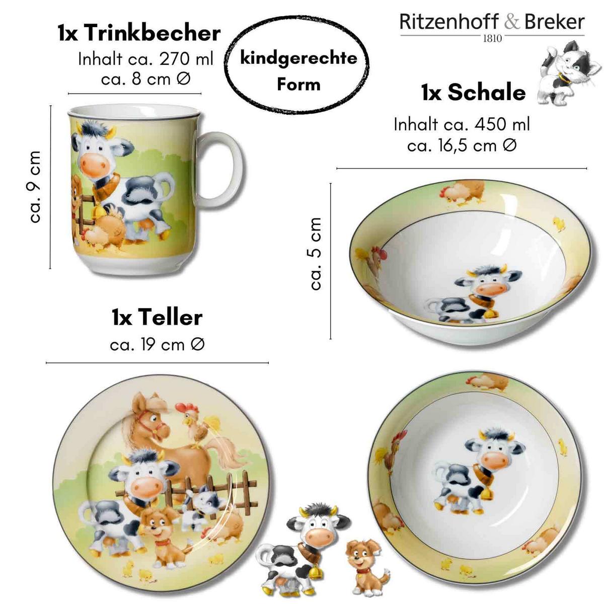 KINDERGESCHIRR Hoftiere bunt - Multicolor, Keramik (2/2/2cm) - Ritzenhoff Breker