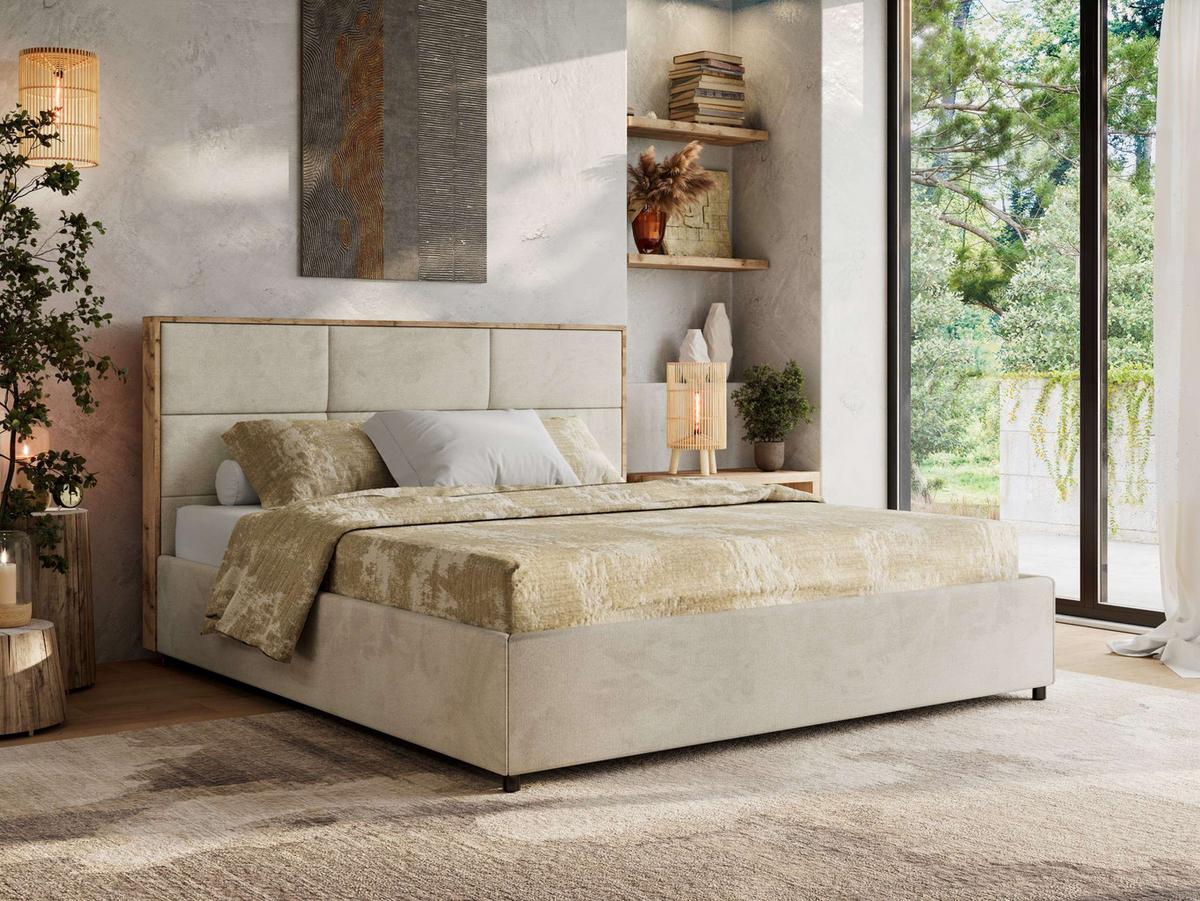 POLSTERBETT LERIO CLASSIC 200/200 - Beige Velvet - Multipocket-Matratze - Beige, Textil (200/200cm) - MKS