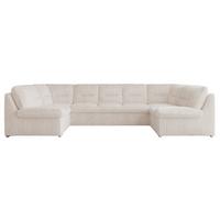 WOHNLANDSCHAFT COMODO U Beige Cord - Beige/Silberfarben, Textil/Metall (340/93/206cm) - MKS
