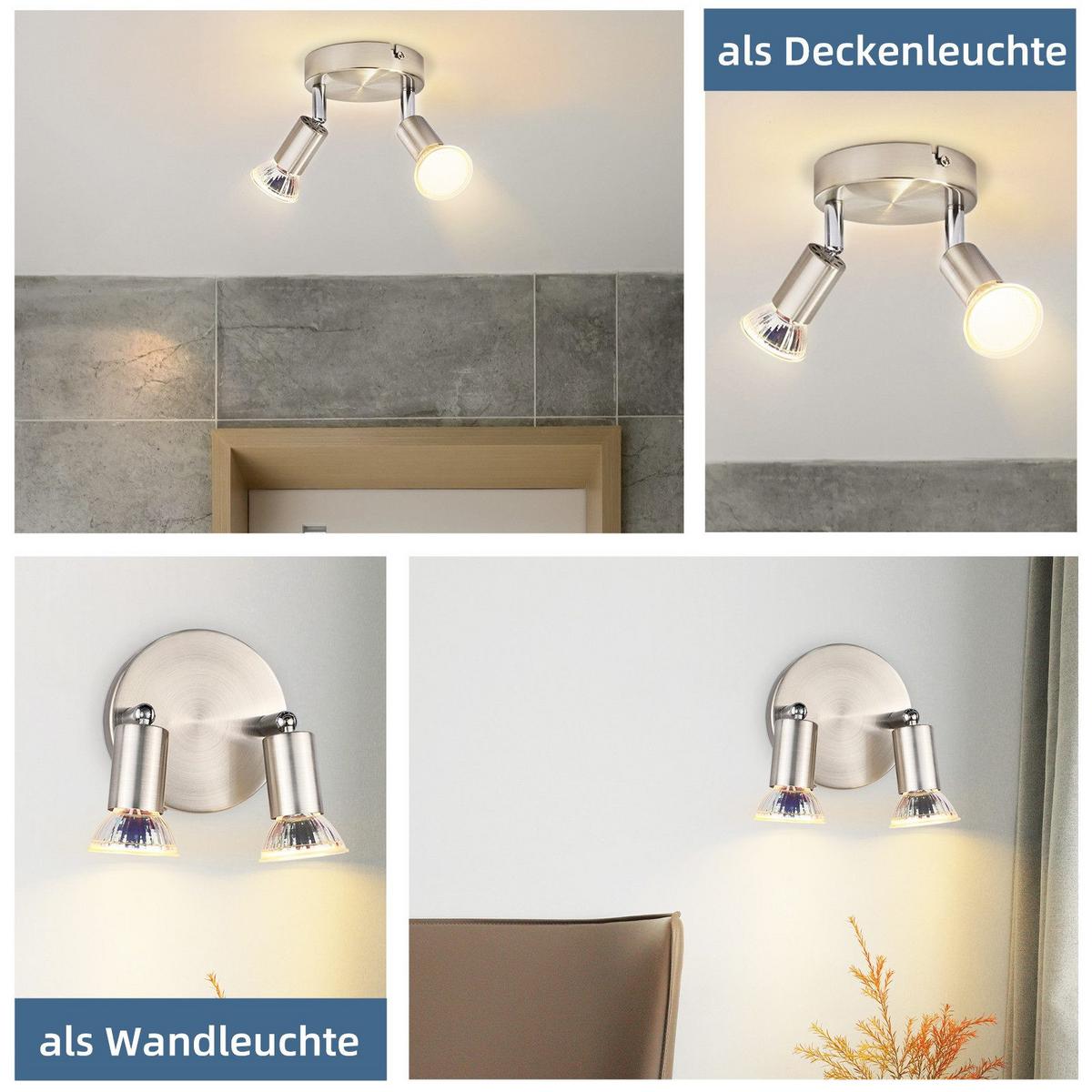 DECKENSTRAHLER Heike 2-flammig 11/11/11 cm - Silberfarben, Metall (11/11/11cm) - Nettlife
