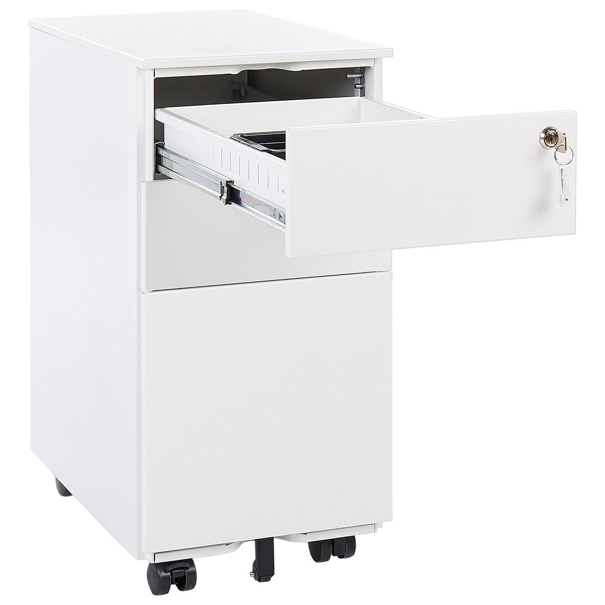 BÜROSCHRANK Metall Weiß Bolsena - Weiß, Metall (30/60/45cm) - Beliani