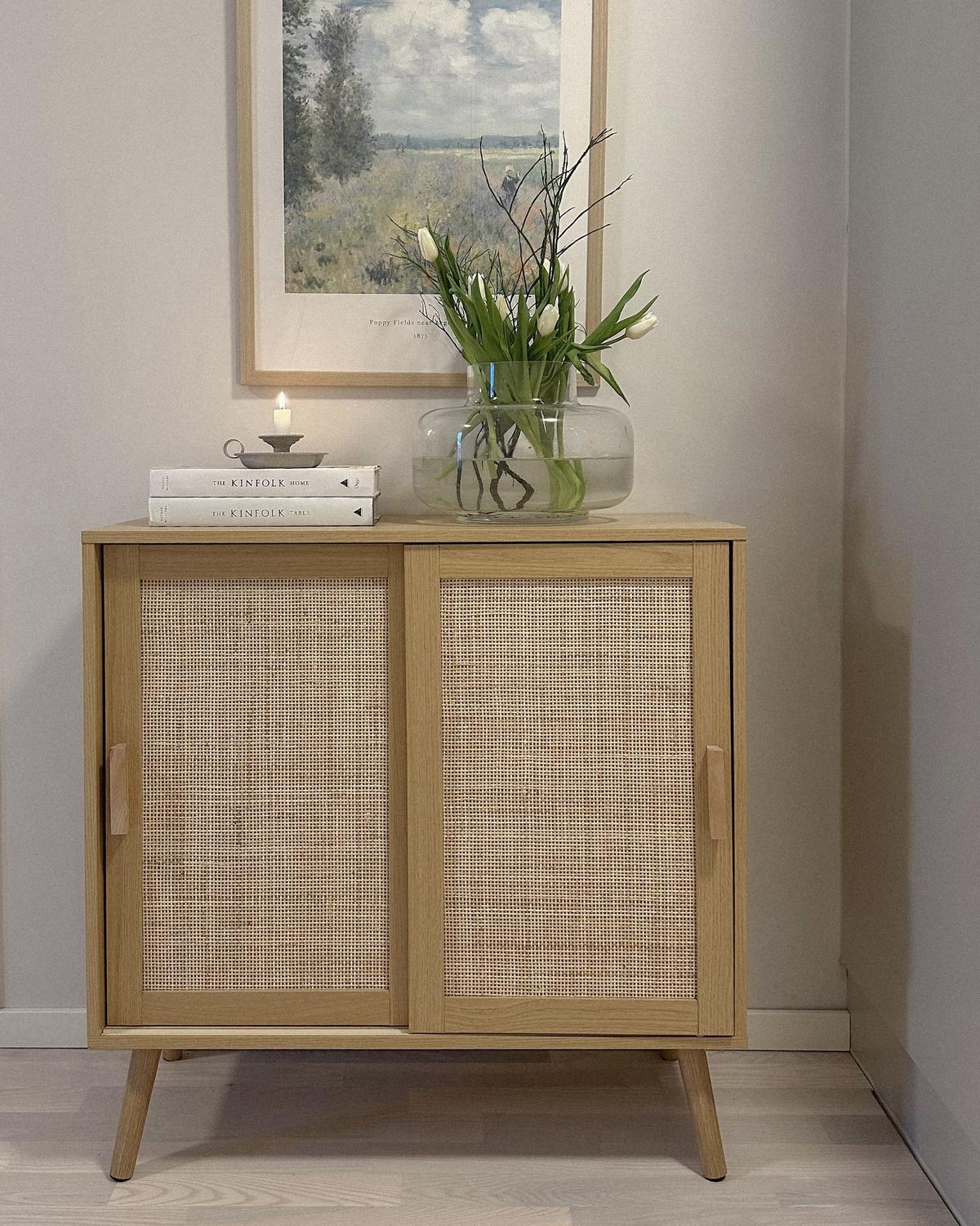 SCHRANK Hellbraun Hodgen - Braun, Holzwerkstoff (80/80/35cm) - Beliani