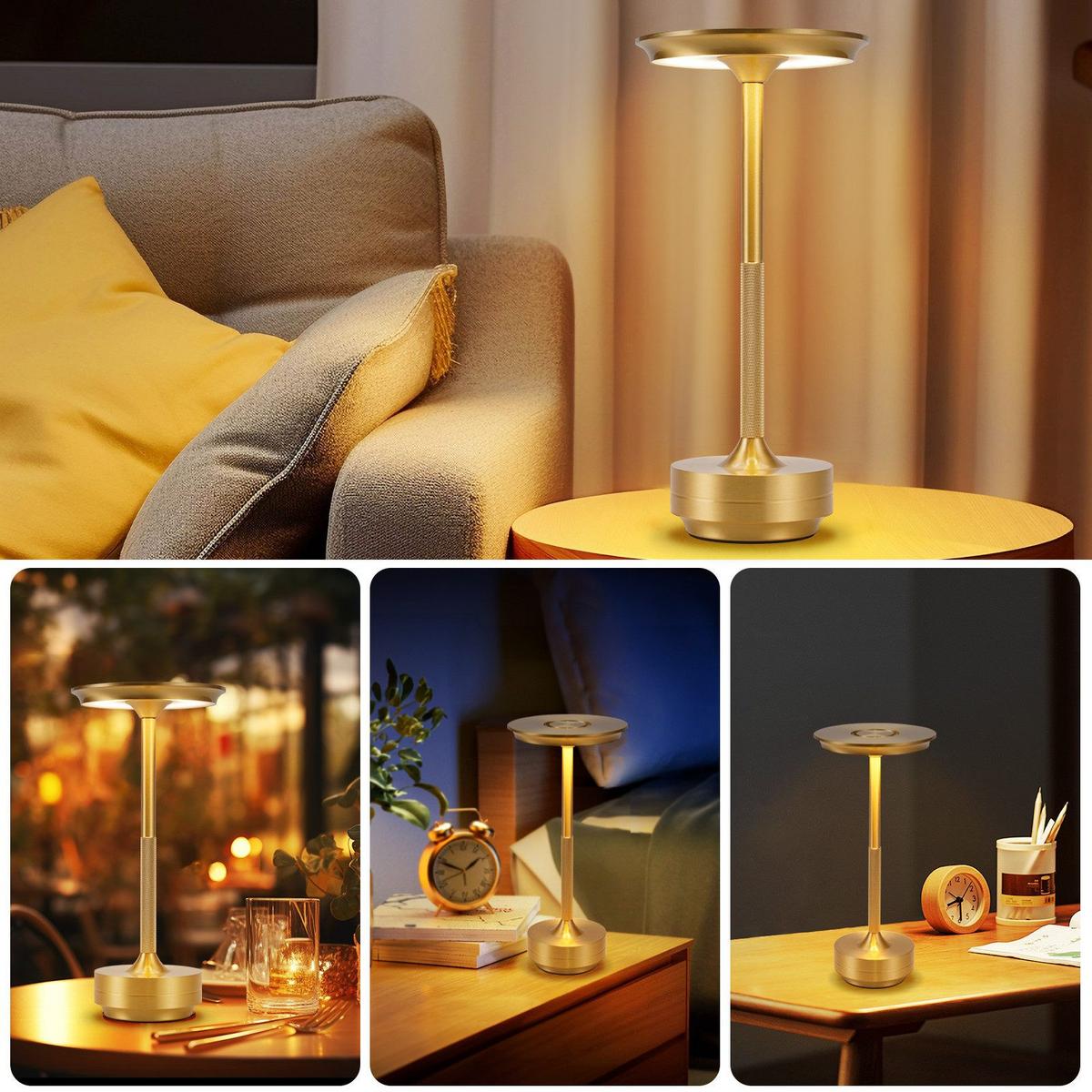 TISCHLEUCHTE Brenndel 12.8/12.8/27 cm - Goldfarben, Kunststoff/Metall (12.8/12.8/27cm) - ZMH