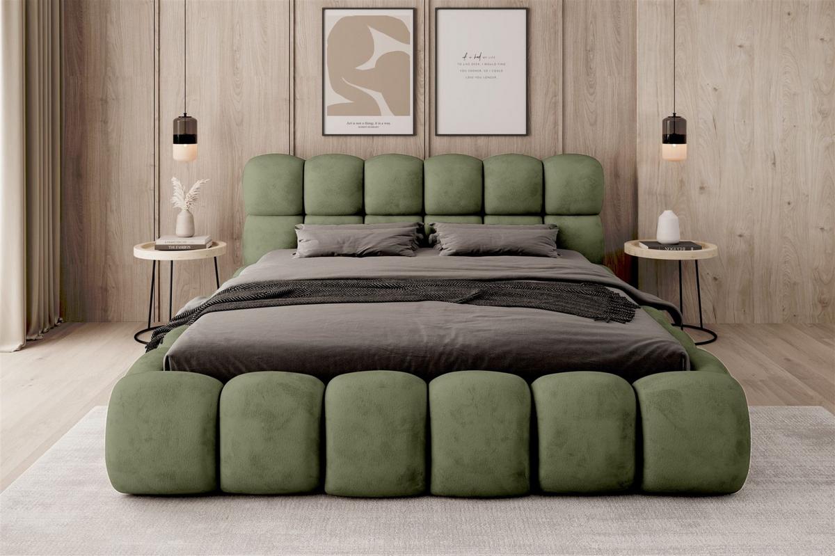 POLSTERBETT Aurelia - Grün, Holzwerkstoff/Textil (160/200cm) - Fun Möbel