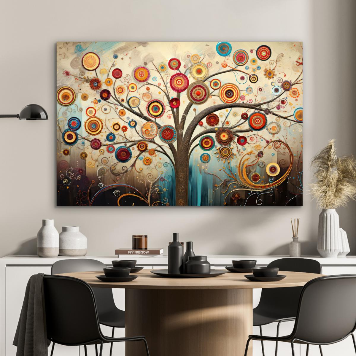 METALLBILD Baum - Baum des Lebens - Farbe Deko Groß 120x80 cm - Braun, Metall (120/80cm) - MuchoWow