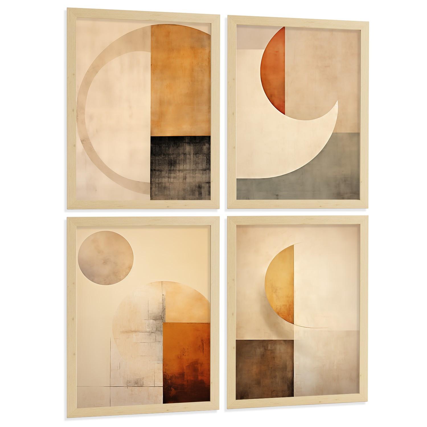 POSTER Set of 2 Beige Abstract Shape Wall Art Modern Living Room Bedroom Kitchen Bathroom Decor Leichter Holzrahmen A4 - Beige, Papier (29.7/1/21cm) - Nacnic