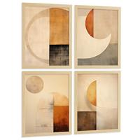 POSTER Set of 2 Beige Abstract Shape Wall Art Modern Living Room Bedroom Kitchen Bathroom Decor Leichter Holzrahmen A3 - Beige, Papier (29.7/1/42cm) - Nacnic