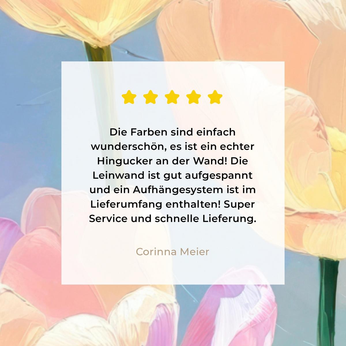 LEINWANDBILD Tulpen - Rosa Akzente - Blau Wandbild Wohnzimmer 50x50 cm - Pastellblau, Textil (50/50cm) - MuchoWow