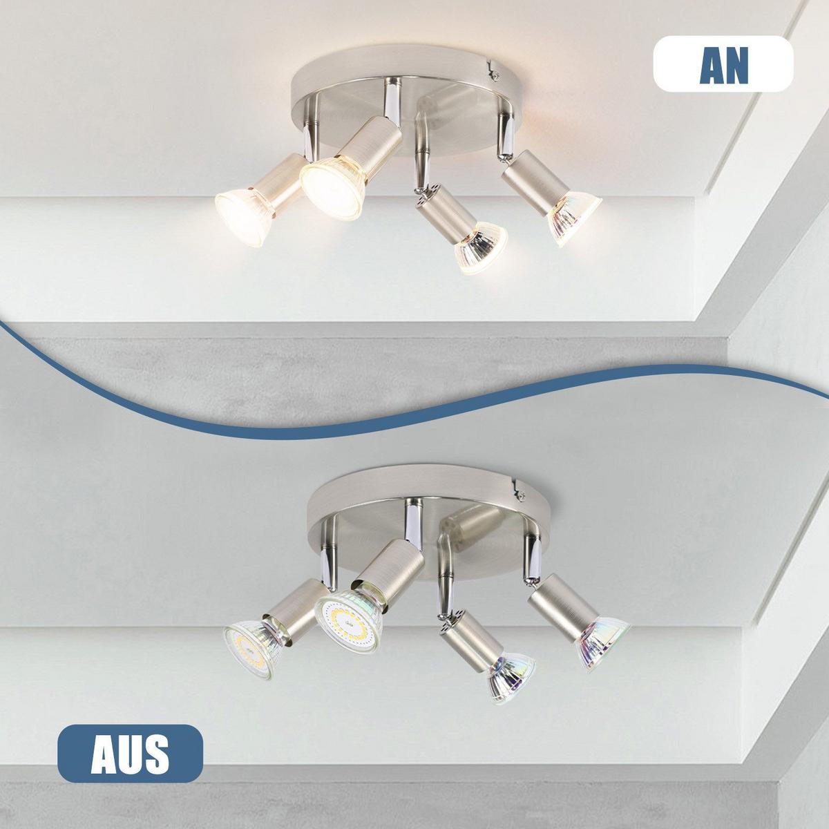 DECKENSTRAHLER Birtha 4-flammig 18/18/11 cm - Silberfarben, Metall (18/18/11cm) - Nettlife