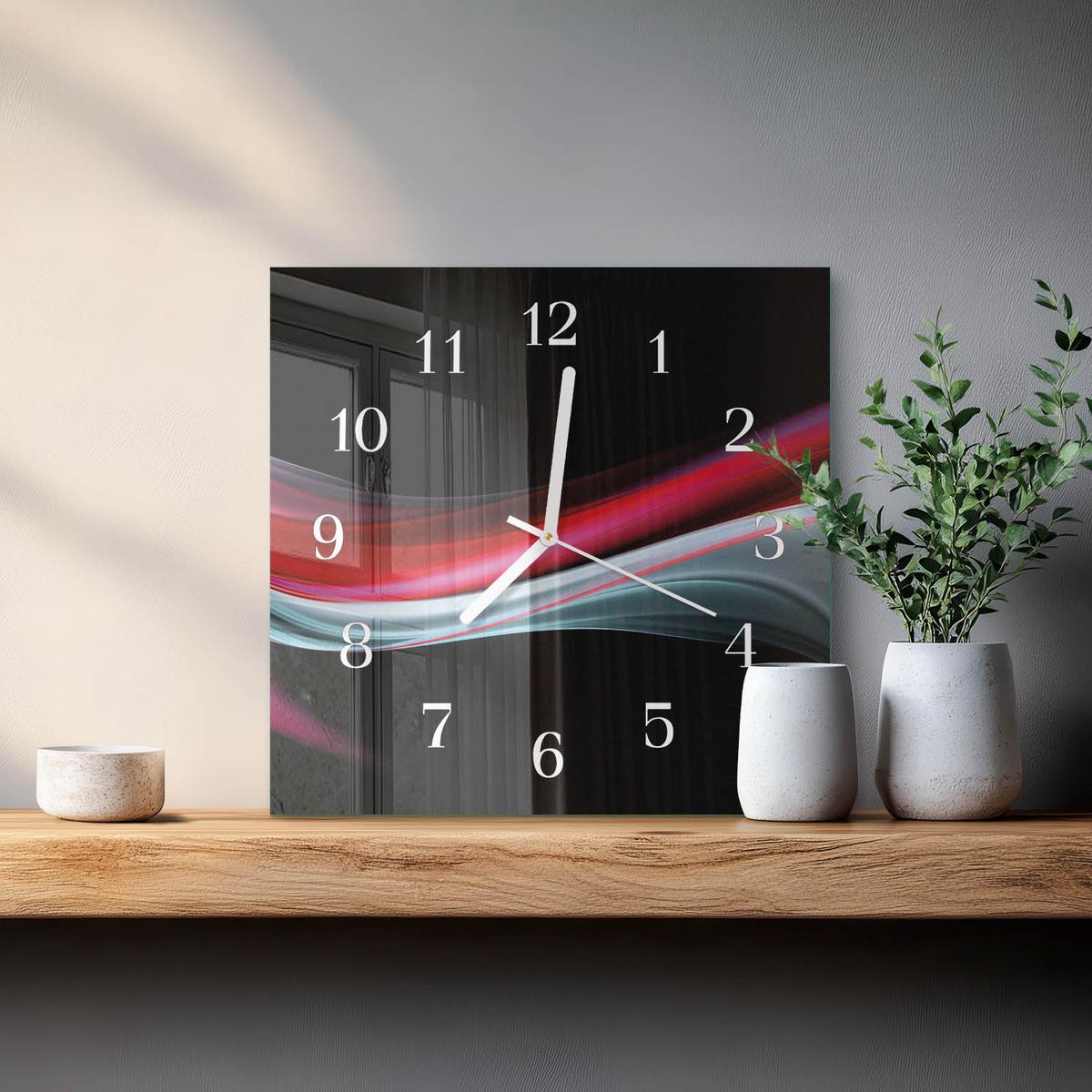 WANDUHR aus Glas 30x30 cm - Abstraktion - Multicolor, Glas (30/30/0.4cm) - TULUP