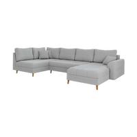 WOHNLANDSCHAFT Alma Hellgrau Cord - Ottomane rechts - Hellgrau/Braun, Holz/Textil (310/81/161cm) - S-Style Möbel