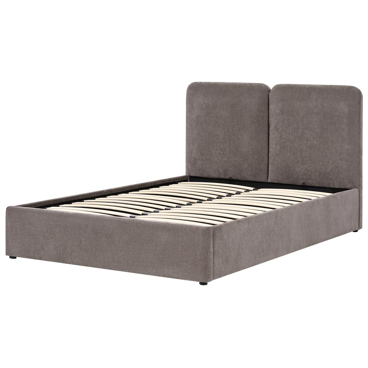 BETT mit Stauraum 140/200 cm Chenillegewebe Taupe Arbois - Taupe, Textil (140/200cm) - Beliani