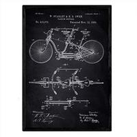 POSTER Tandem-Fahrrad Patent A3 Rahmenlos - Schwarz, Papier (29.7/5/42cm) - Nacnic