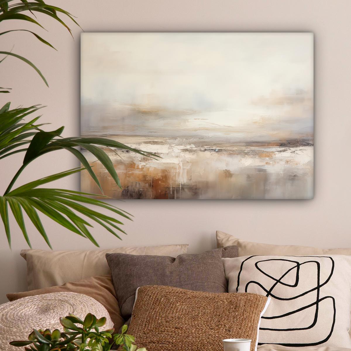 LEINWANDBILD Kunst - Industriell - Grau - Braun - Abstrakt Wandbilder 80x60 cm - Sandfarben, Textil (80/60cm) - MuchoWow