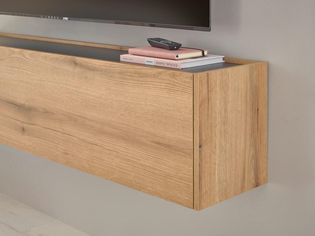 TV-LOWBOARD Evoke Eiche, grau 150 cm Hängeschrank, TV-Unterteil hängend - Eichefarben/Grau, Holzwerkstoff/Metall (150/35/30cm) - Furn.Design
